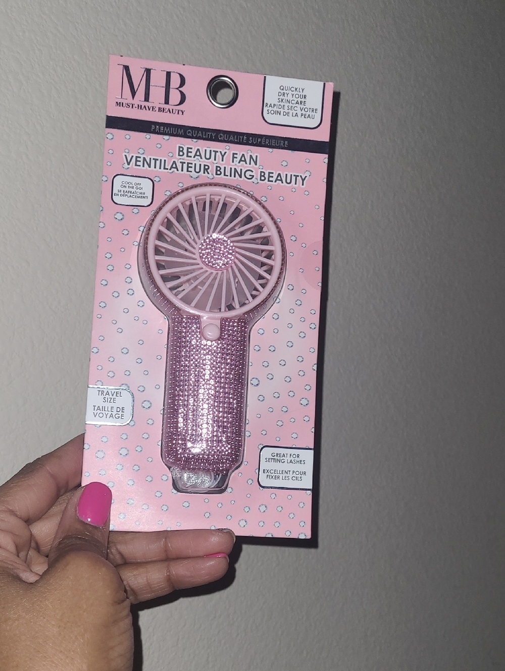 MHB Beauty Fan Bling Pink Handheld Fan